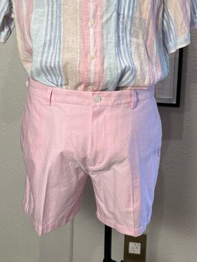 Brooks Brothers Pink Flat-Front Oxford Cloth Cotton Shorts